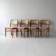 4 chaises scandinaves en teck et tissu d'origine, années 1960