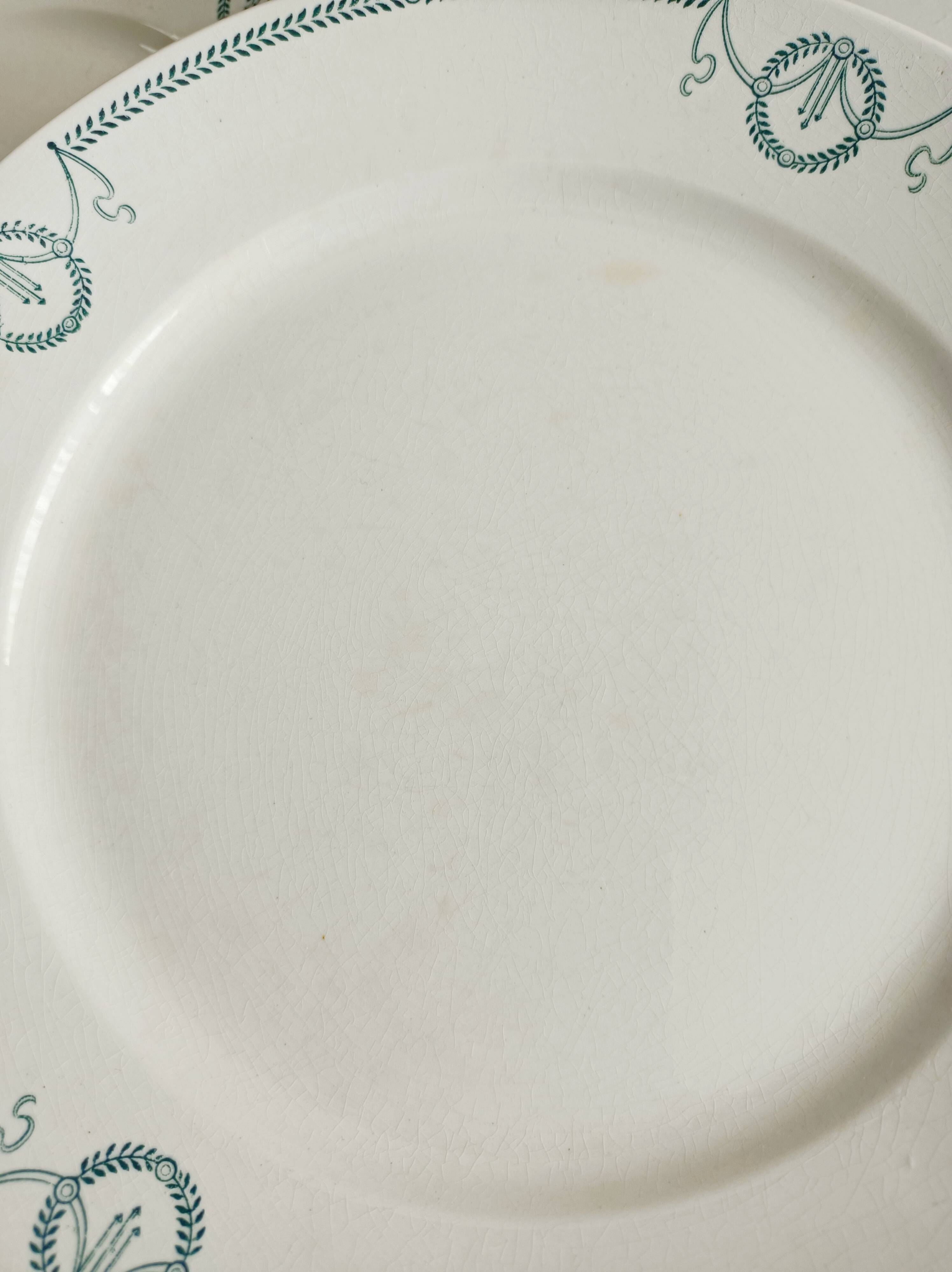 Set of 6 flat plates, ironstone, Petrus Regout, Empire.