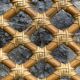 Rattan and leather headboard 140cm vintage 1970