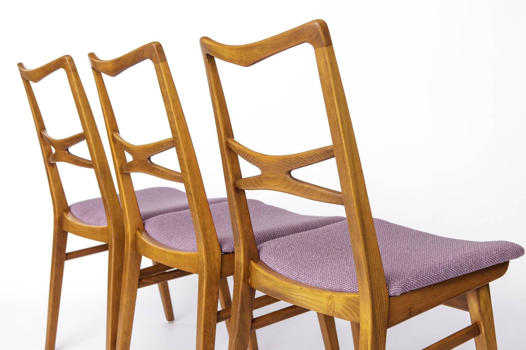 Lot de 4 chaises de salle à manger vintage, années 1960-1970, style allemand du milieu du siècle moderne, en hêtre
