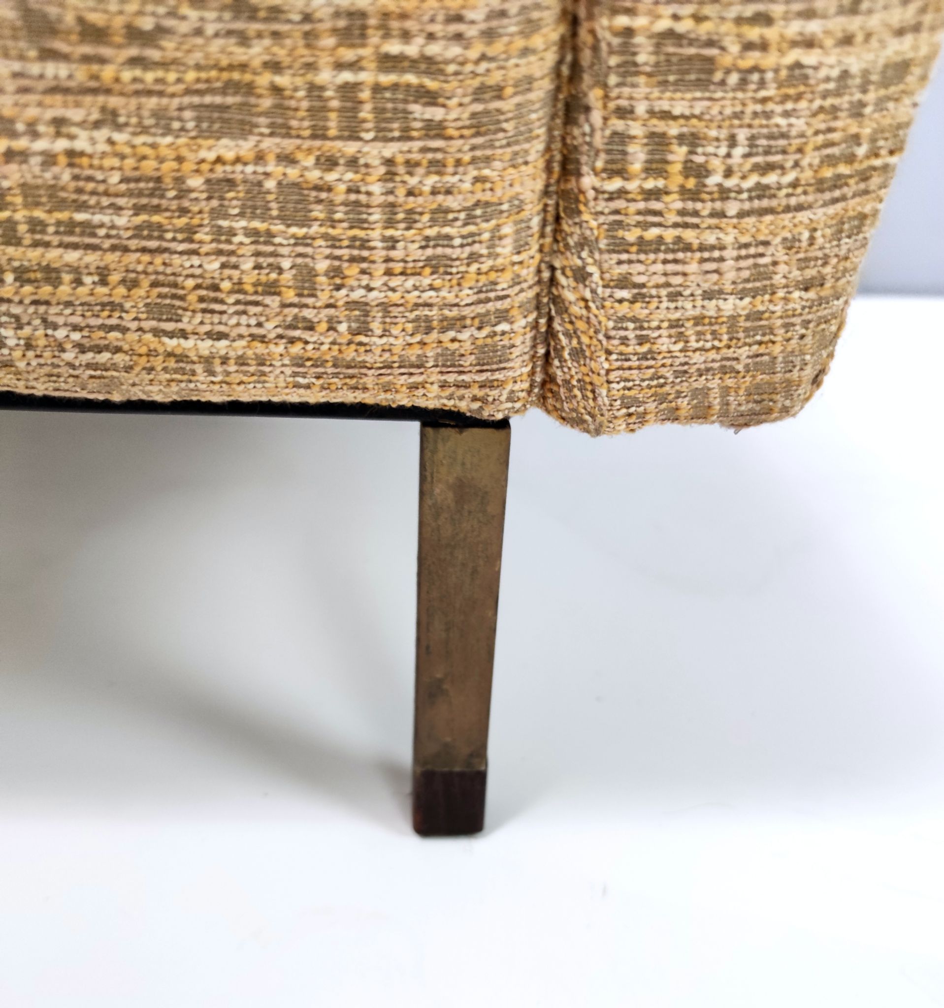 Pair of High-Quality Vintage Honey Yellow Fabric Armchairs, Italy
