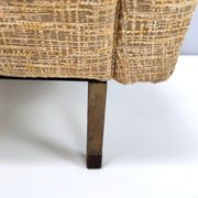 Pair of High-Quality Vintage Honey Yellow Fabric Armchairs, Italy
