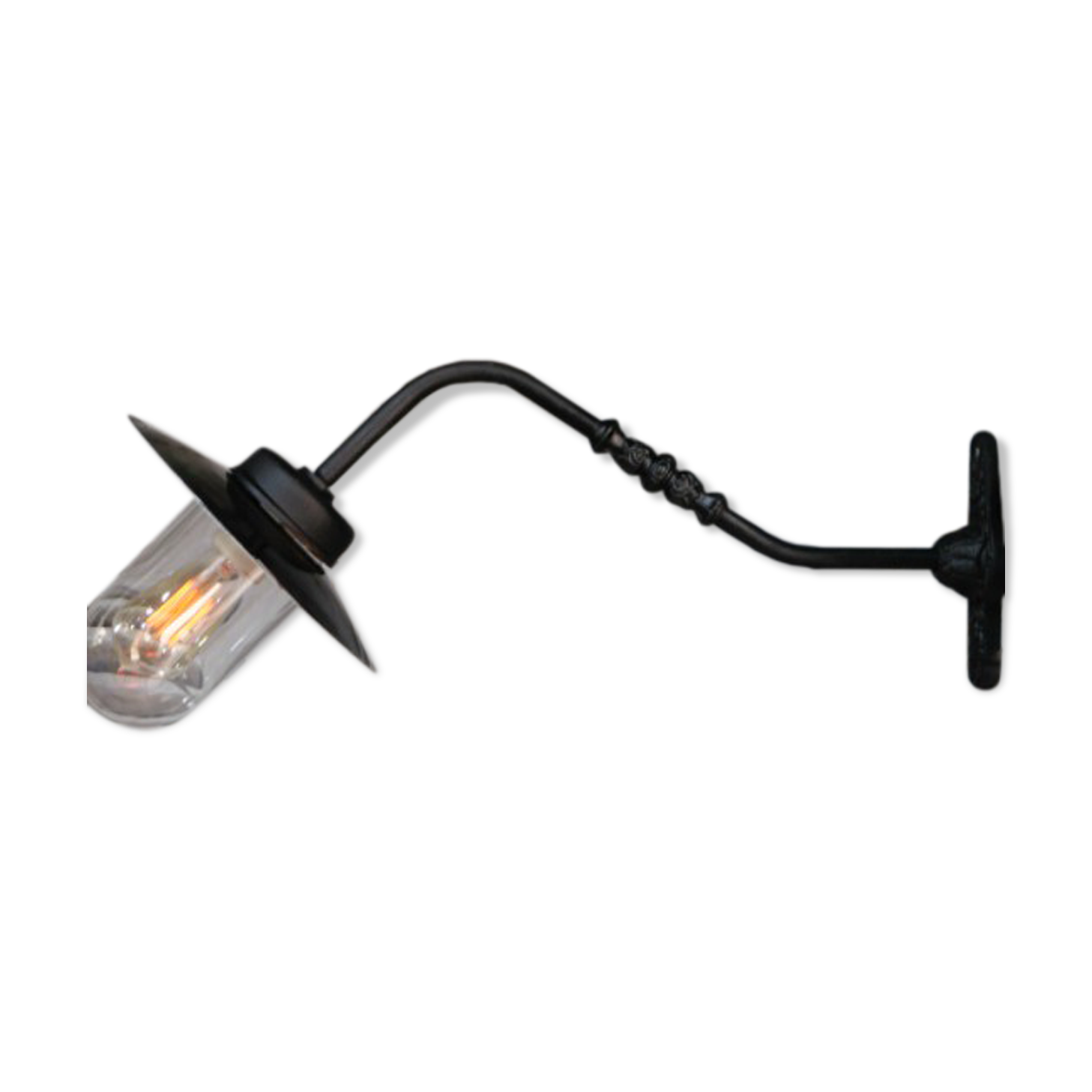 Black gooseneck courtyard wall lamp