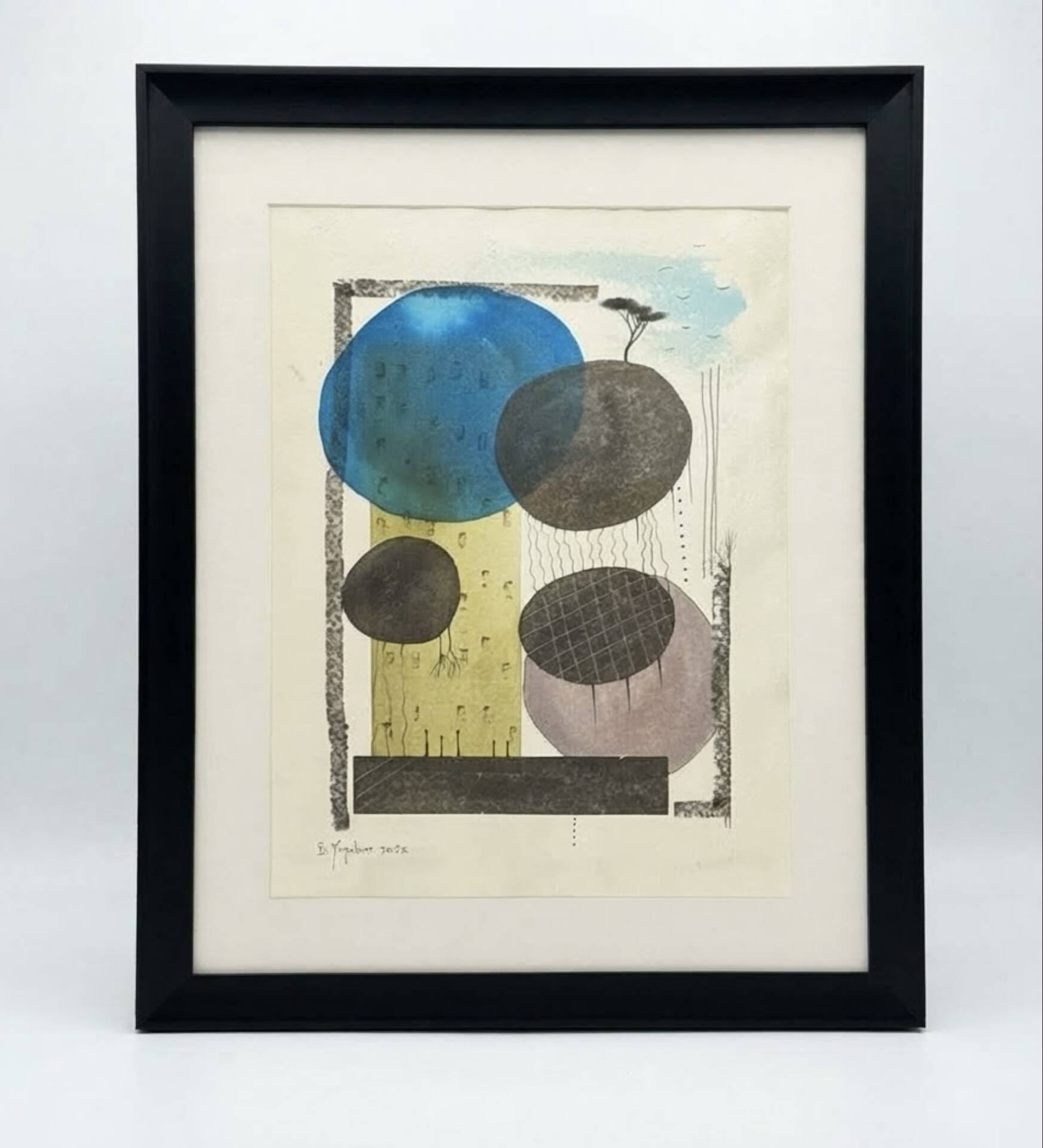 framed abstract drawing