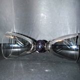 Chalice cup in engraved blown glasses signed Véronique Monod 1994 Contemporary glassmaker Biot