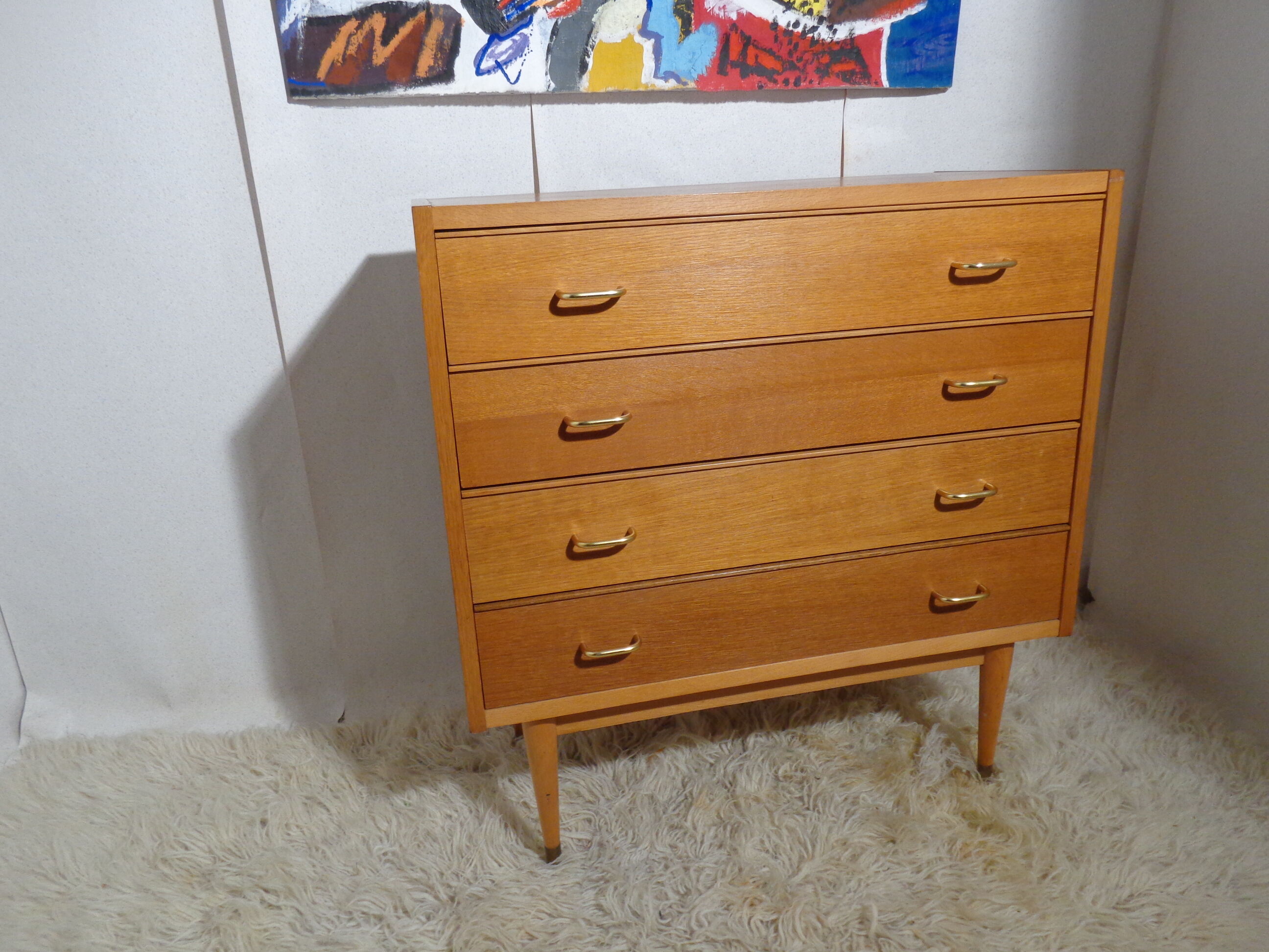 Vintage chest of drawers from the 60s honey color