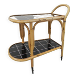Bamboo serving trolley on castors