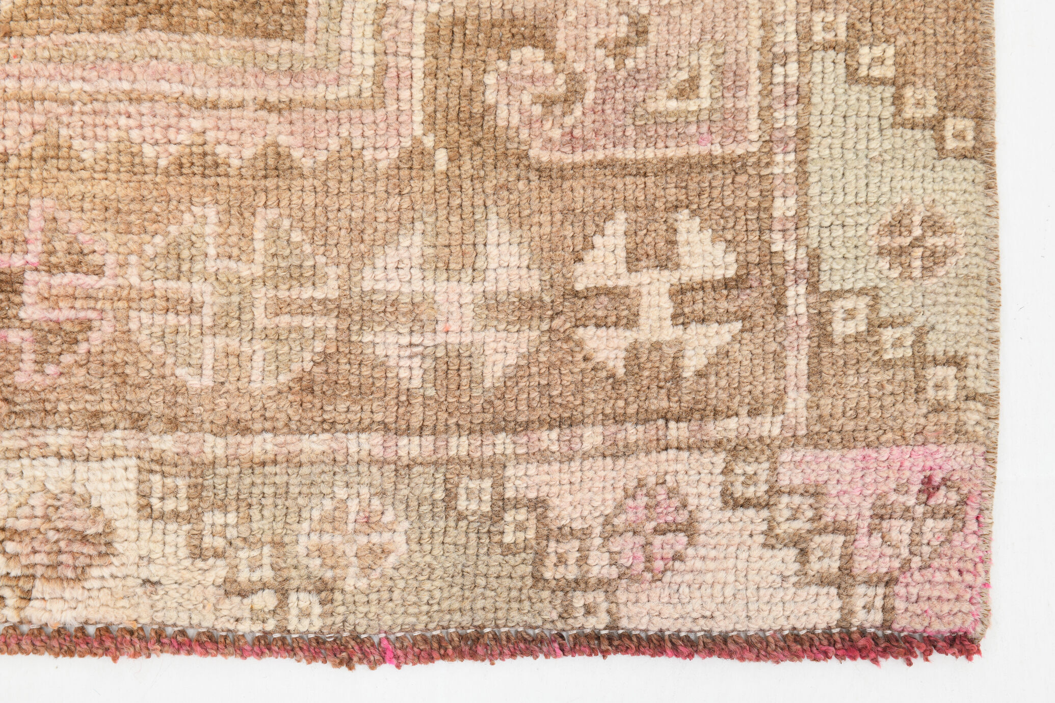 3x12 brown & beige vintage runner rug 100x360cm