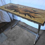 Vintage lava stone console signed Jean Jaffeux