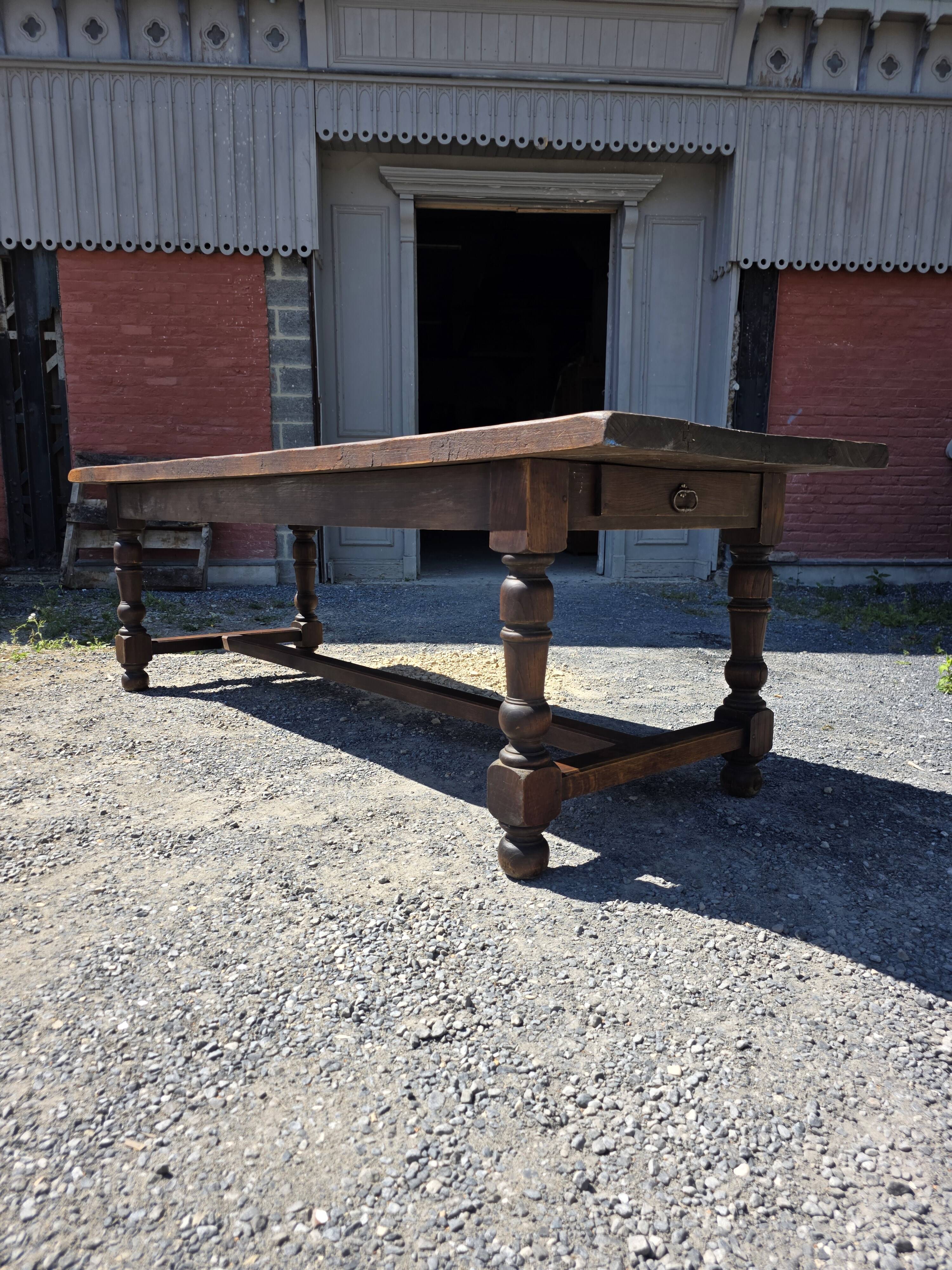 Table de ferme en chêne massif,  250 × 87cm