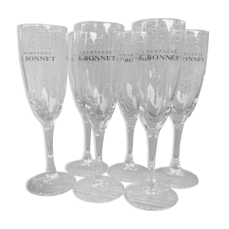 6 glasses flutes glasses with Champagne