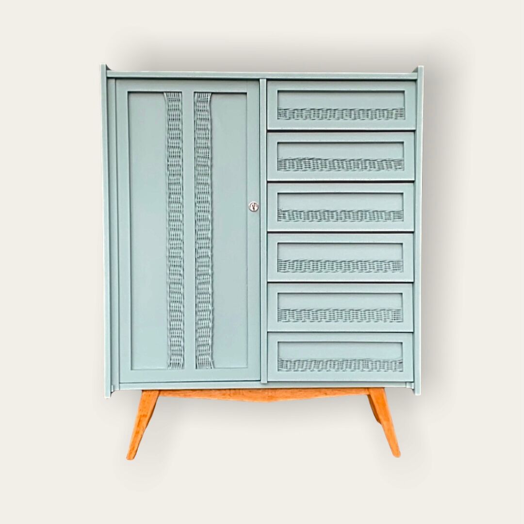 Wardrobe chest of drawers vintage compass feet 1950