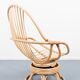Fauteuil lounge avec table d'appoint vintage en bambou