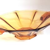 Art Deco style fruit bowl or pocket tray in amber glass from the 50s