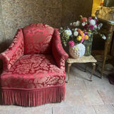 Armchair Napoleon III red satin