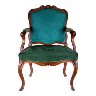 fauteuil à la reine d’epoque Louis XV en hêtre mouluré