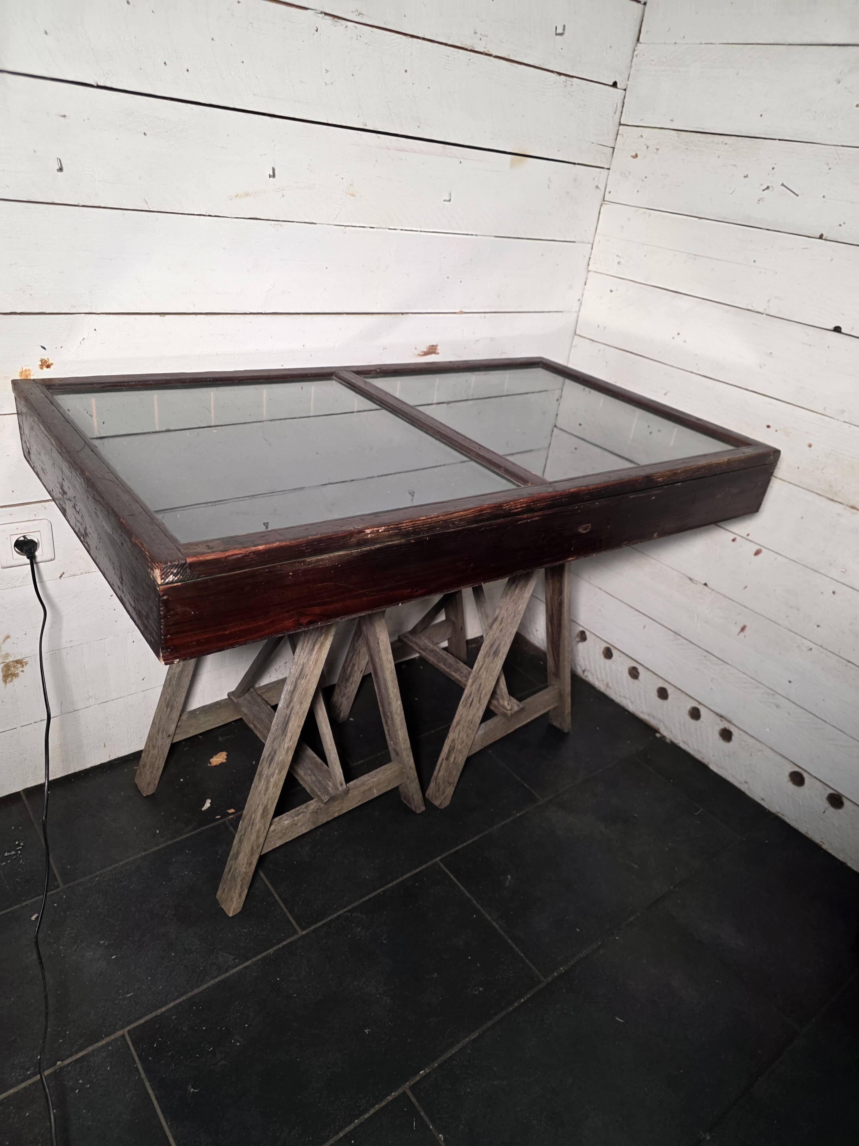 Antique wooden shop display cabinet