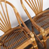 Set of 4 rattan armchairs