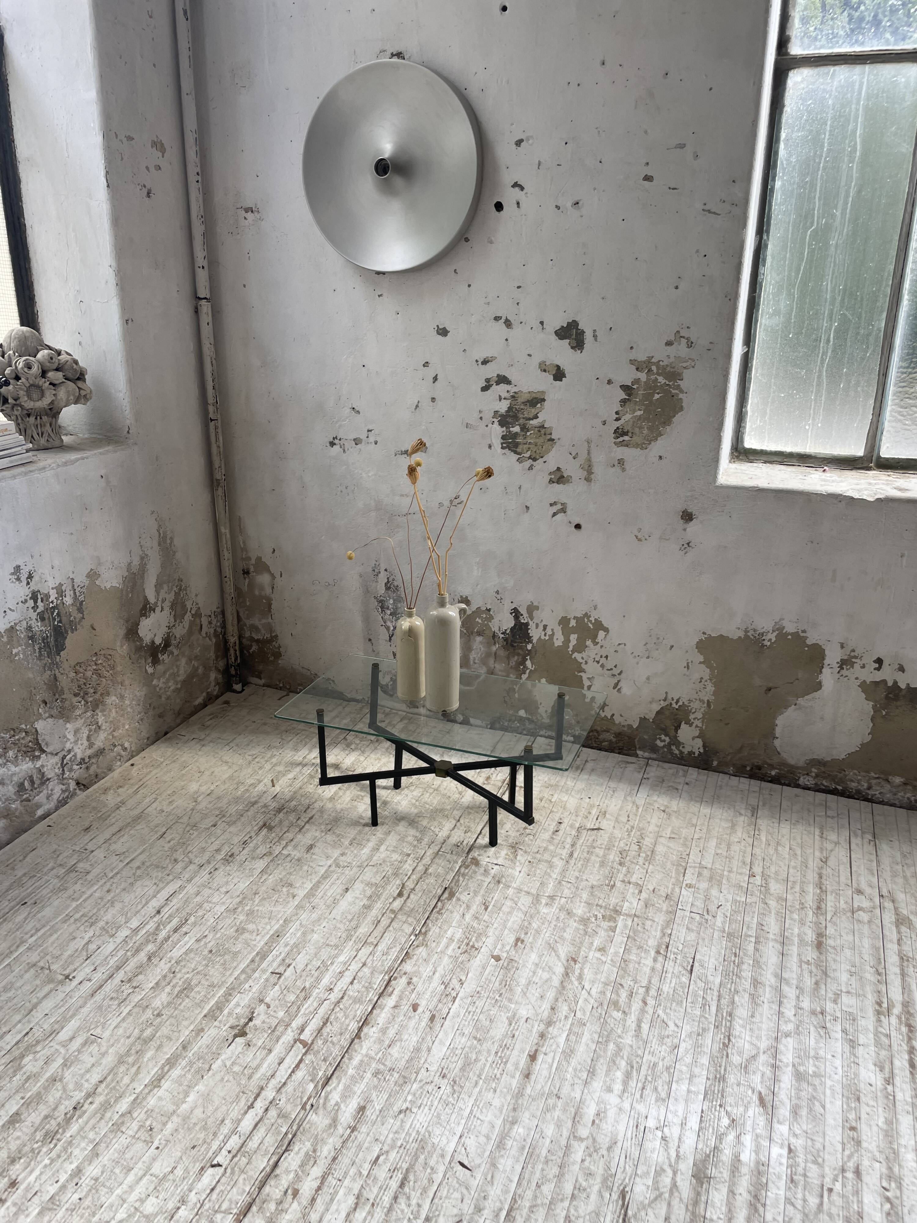 60s glass coffee table