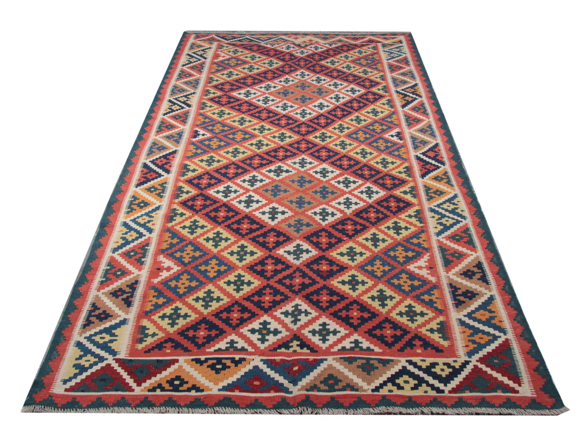 Handmade Vintage Kilim Runner Rug, Geometric Tribal Design 300 × 147 cm