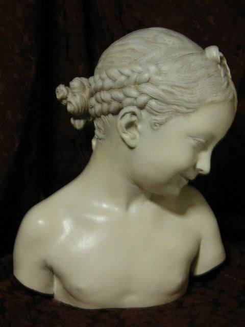 Sculpture bust girl "the laughing girl of Pigalle" terracotta patina