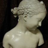 Sculpture bust girl "the laughing girl of Pigalle" terracotta patina