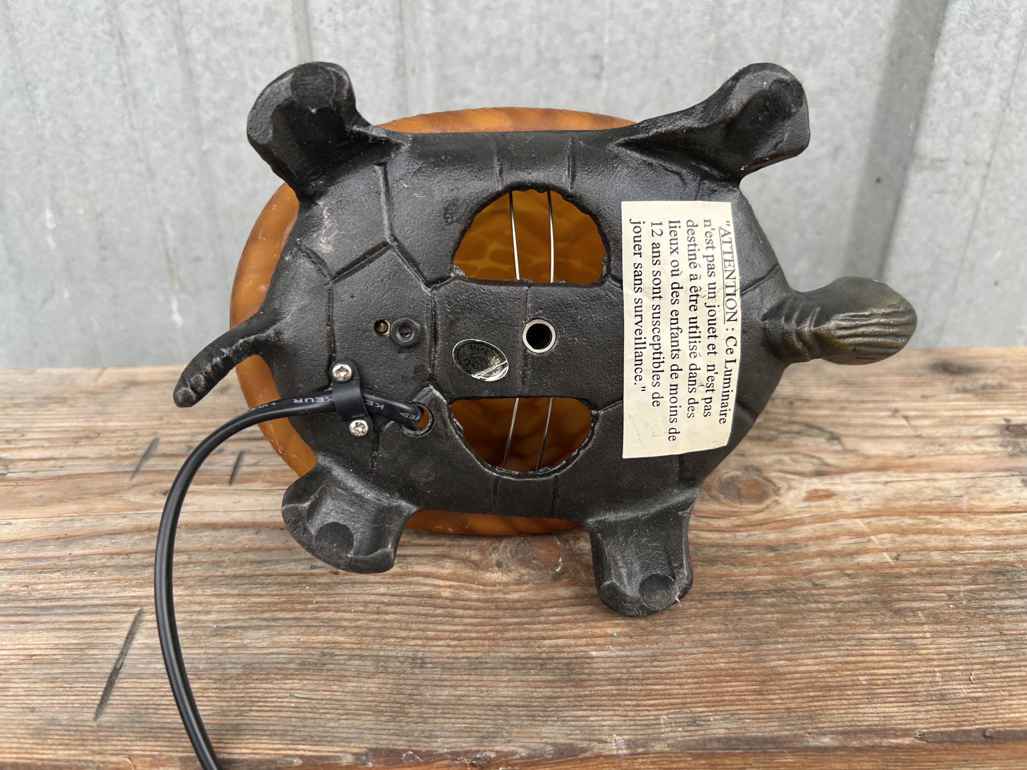 Lampe tortue bronze et pâte de verre