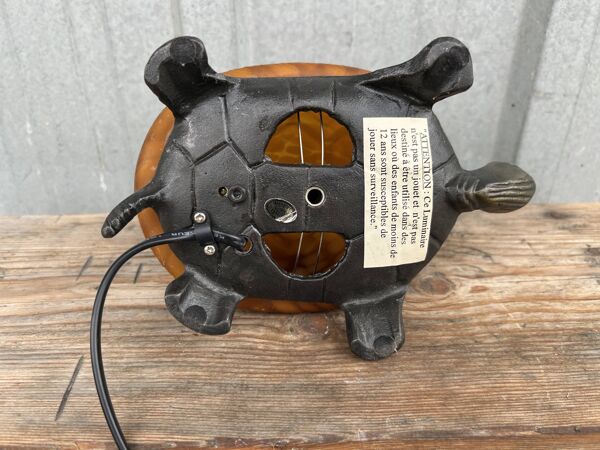 Lampe tortue bronze et pâte de verre