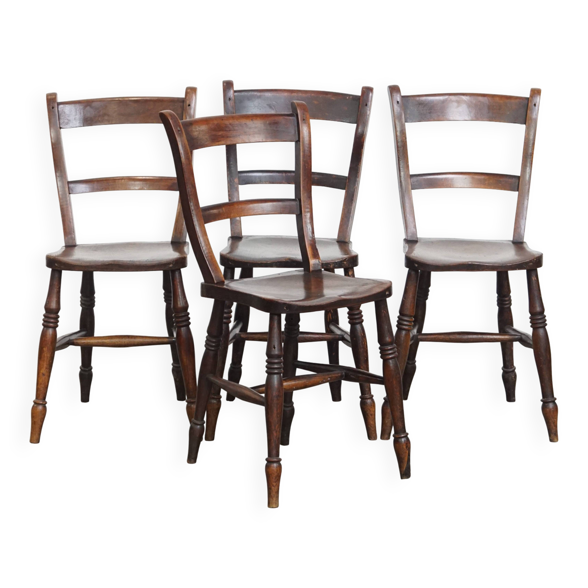 Set of 4 Antique English Oxford Dining/Kitchen Chairs