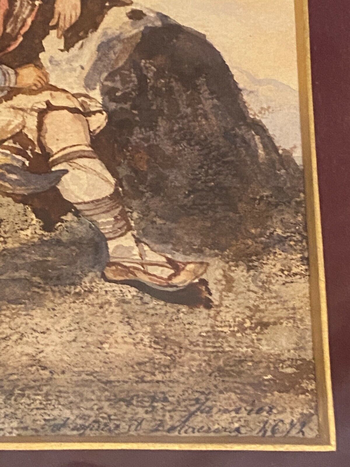 Original watercolor late nineteenth to the young shepherd