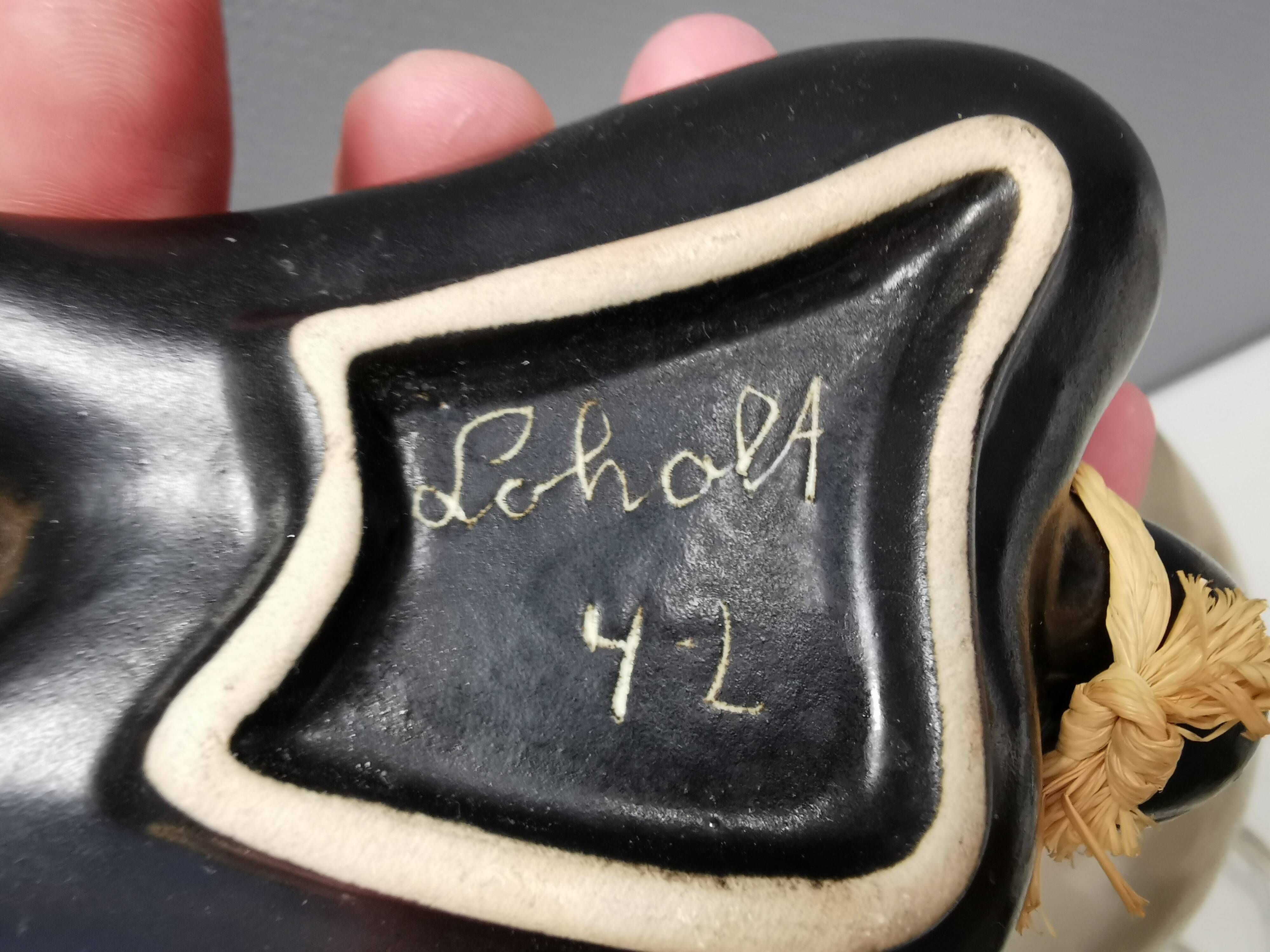 Wall-mounted vase for three small flowers by Loholt ceramics Denmark 70-80s