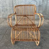 Fauteuil en rotin vintage 1950