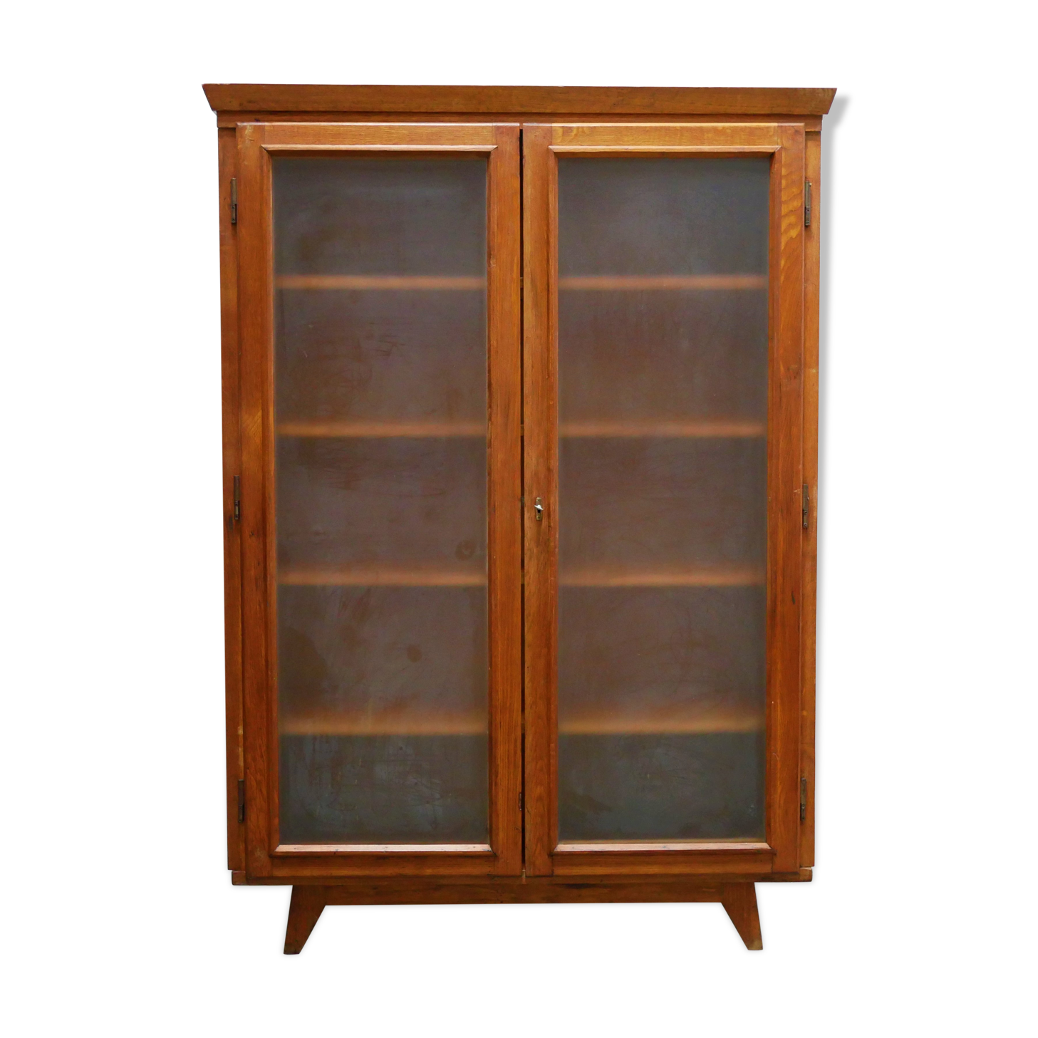 Bibliothèque vitrée vintage en bois