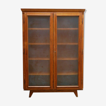 Vintage wooden glass bookcase