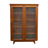 Bibliothèque vitrée vintage en bois