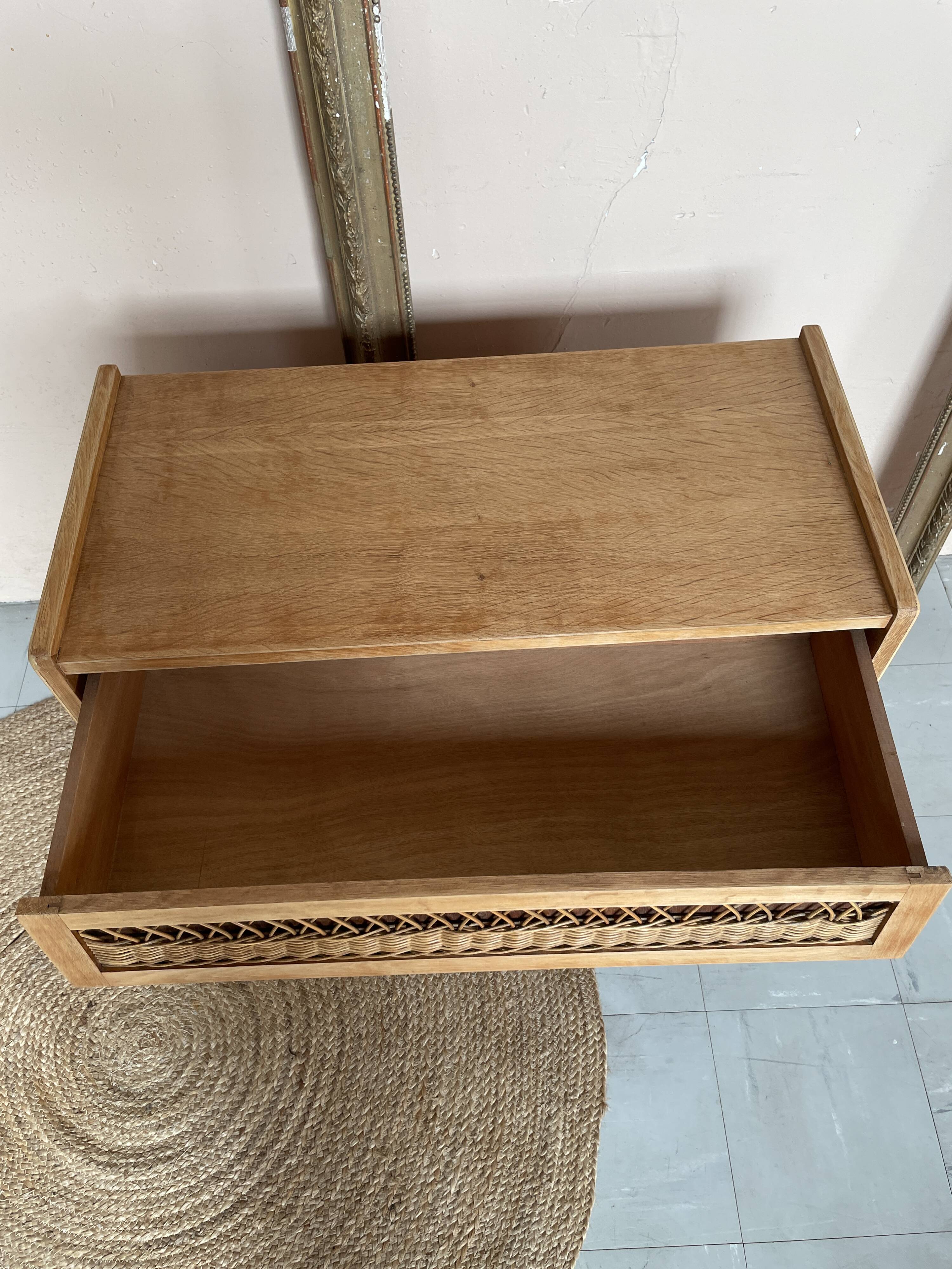 Commode Vintage Bois et Rotin
