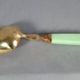 Antique Limoges green & gold porcelain dessert / cream service C593