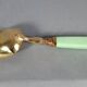 Antique Limoges green & gold porcelain dessert / cream service C593