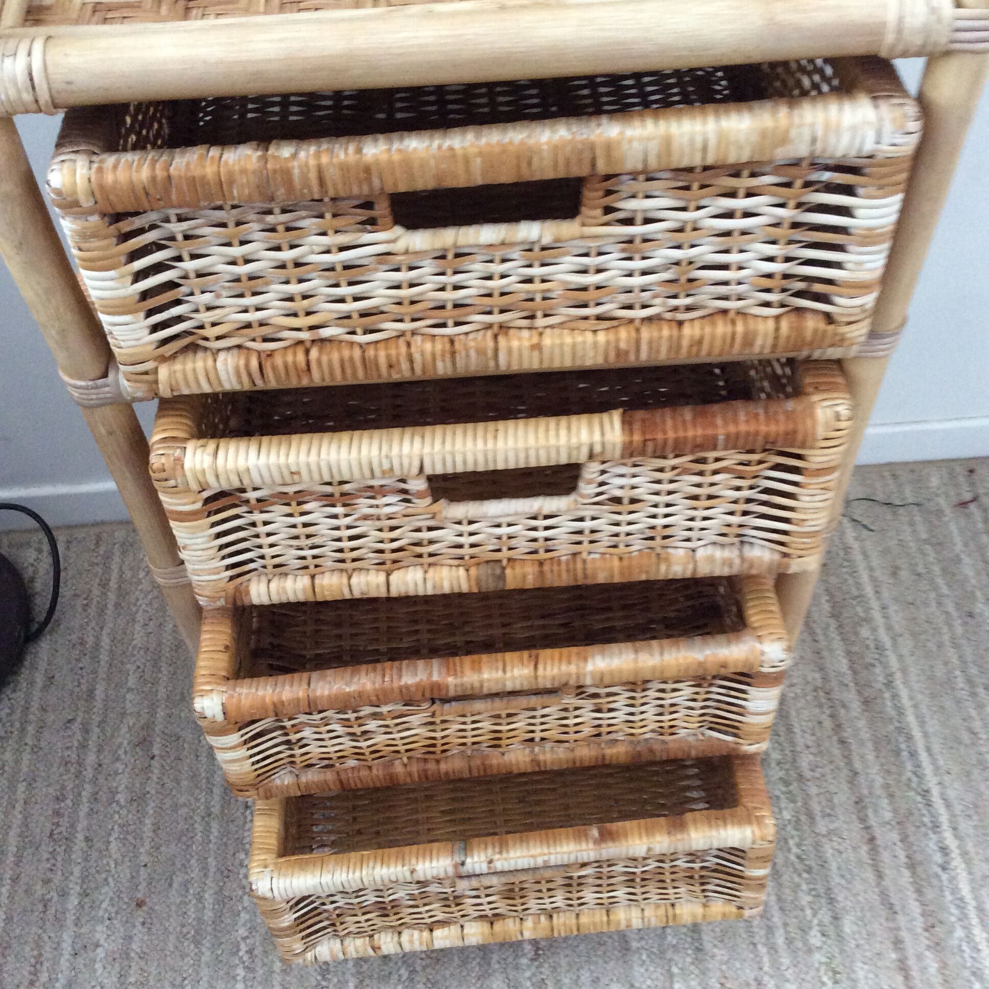 Rattan and wicker rag duo from the 70s