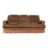 Vintage 3-seater brown velvet sofa - 60s/70s