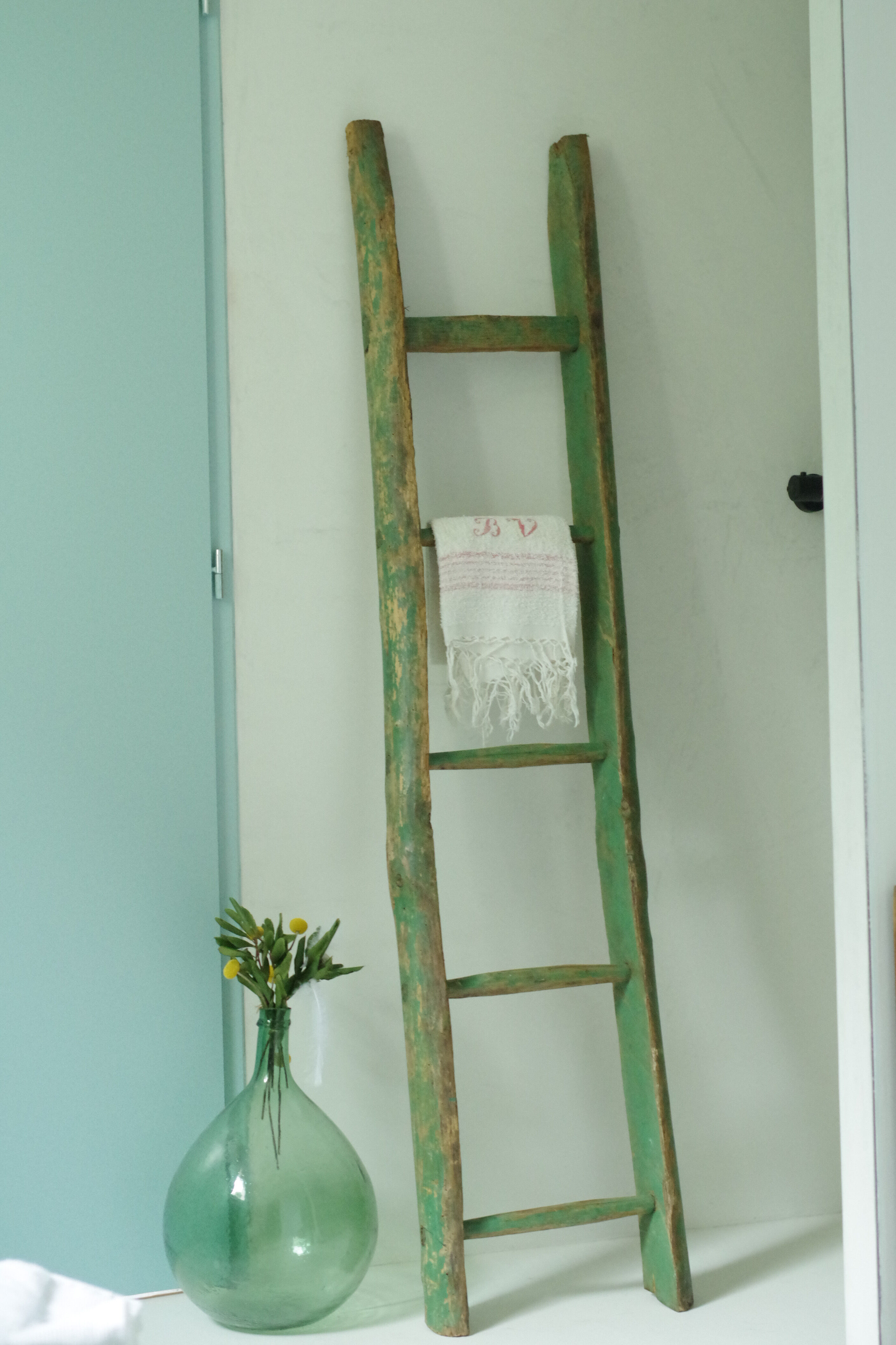 Old wooden farm scale - green color