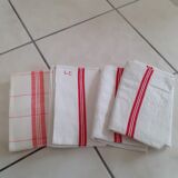 4 Old towels with red stripes of mixed heritage