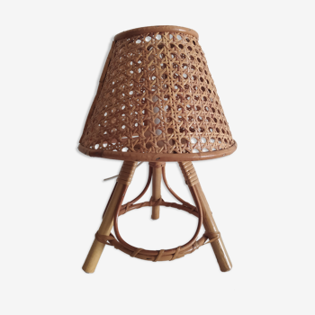 Table lamp in caning and bamboo