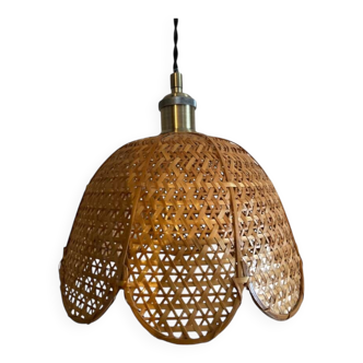 Vintage rattan flower pendant light