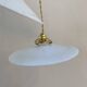 Pair of vintage white opaline pendant lights