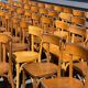 Lot of 60 wooden bistro chairs from the Baumann 1970s
