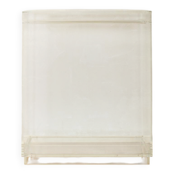Commode minimaliste des années 1980, en verre acrylique, pièce unique.