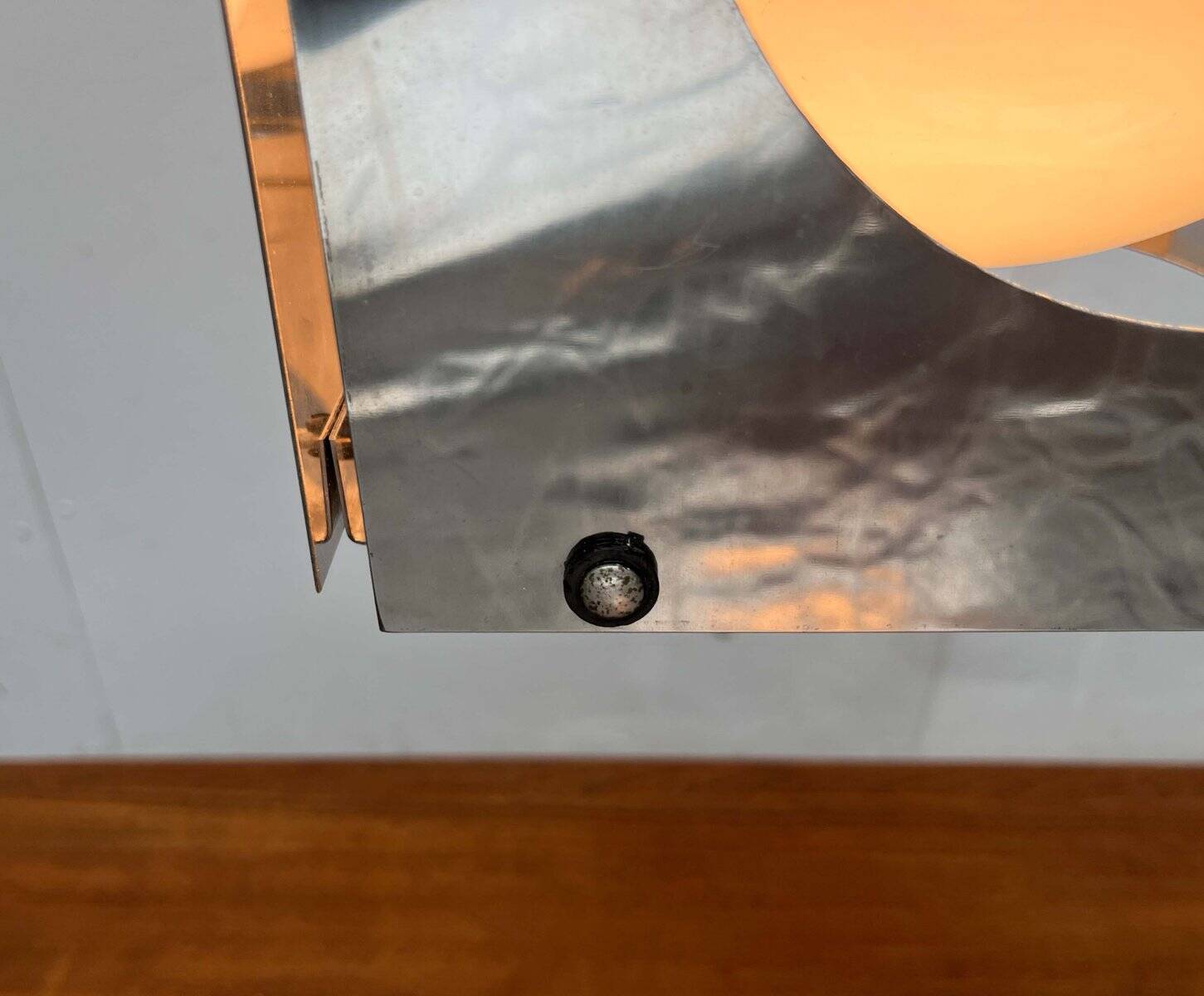 Metal and glass pendant lamp Cubo in Italian Space Age style from the mid-century by Tronconi, 1960s.