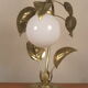 Vintage table lamp sixties Flower and Foliage in gilded metal & Globe opaline
