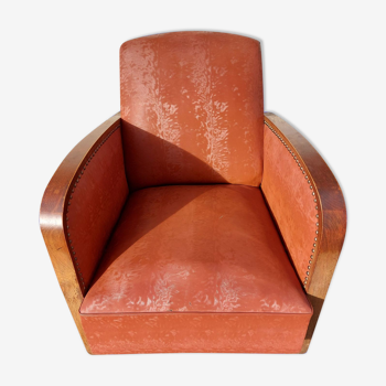 Art Deco armchair, terracotta color